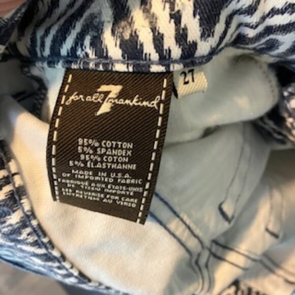 7 For All Mankind Cropped Skinny Graphic print Jeans Size 27 - Picture 5 of 6